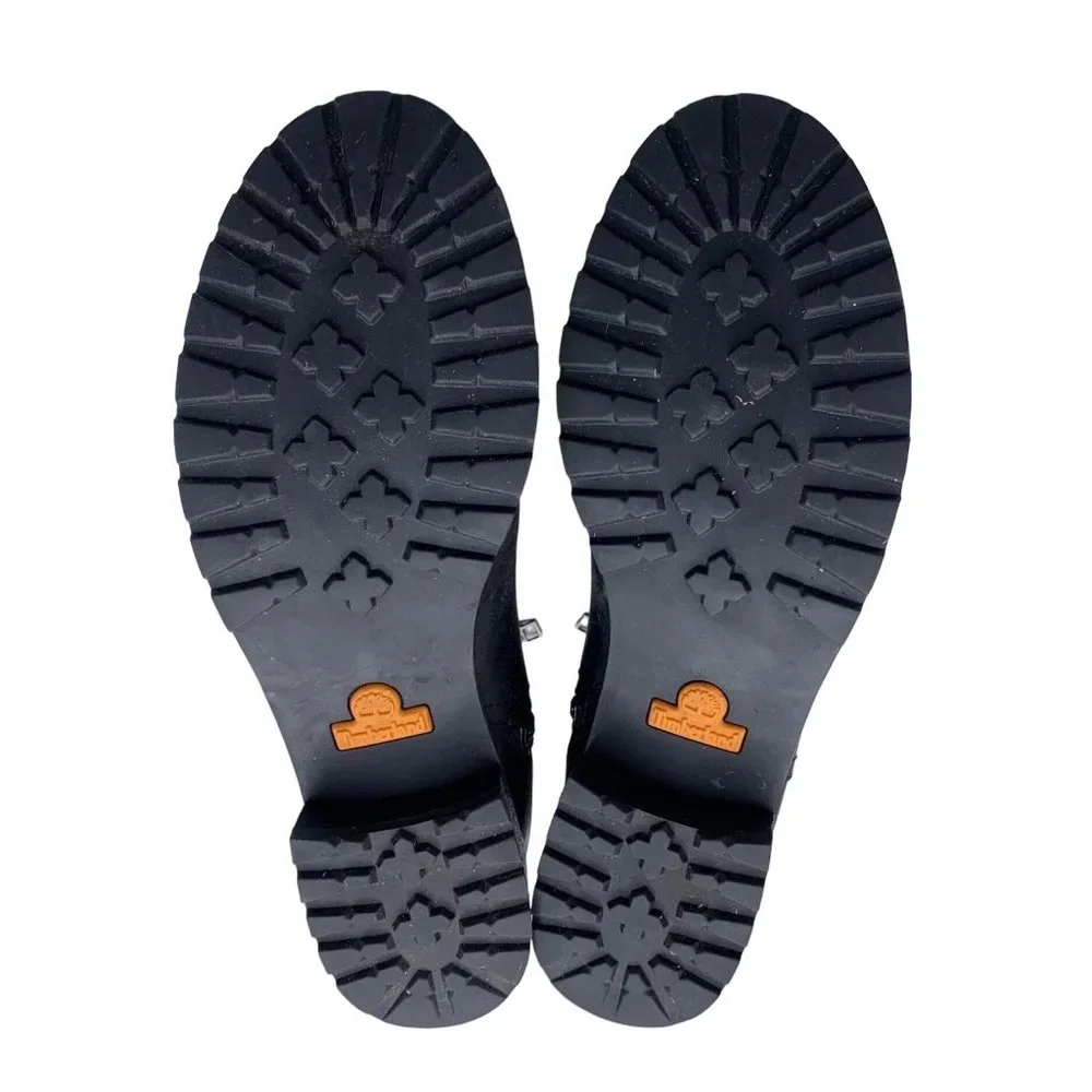 Timberland Bethel Biker Winter Boots Black Suede Zip Size 6.5 37.5 Chunky Lug - Picture 9 of 9